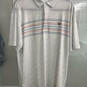 Callaway Light Gray Polo with Striped Design